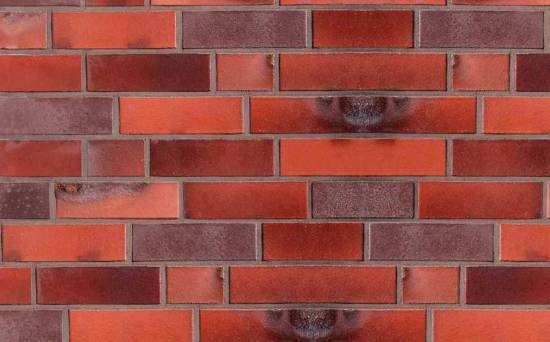 Кирпич клинкерный пустотелый ABC 8109 Oldenburg rot-bunt Schmolz mit kohlebrand гладкий, 240*115*71 мм