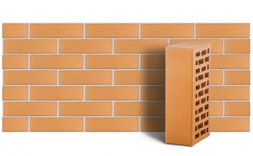 Кирпич лицевой керамический ЛСР пустотелый соломенный гладкий, 250*120*88 мм